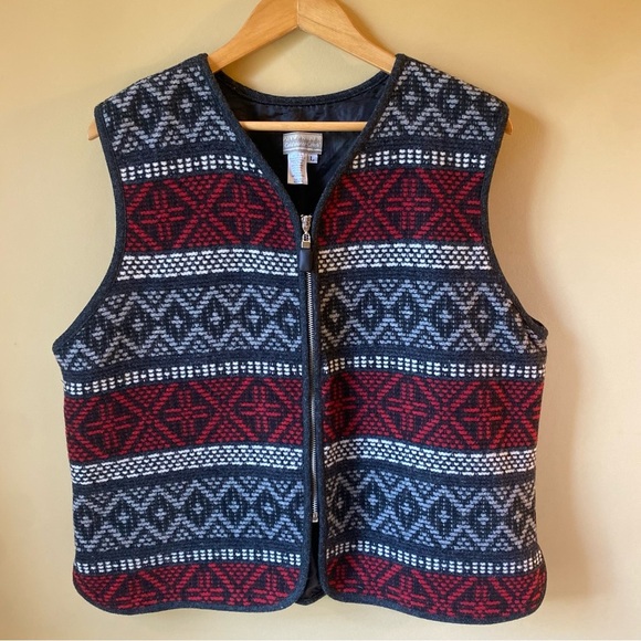Coldwater Creek Jackets & Blazers - Coldwater Creek Wool Blend V Neck Lined Mixed Pattern Vest Women’s Large